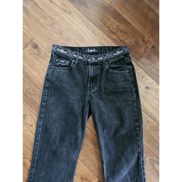 LEI Vintage Aztec Black Flare Boot Cut Denim Jeans Women's Size 9 Y2K - Picture 4 of 13